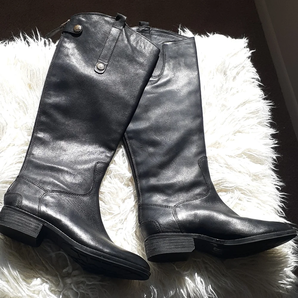 Sam Edelman Black Tall Leather Riding Boots